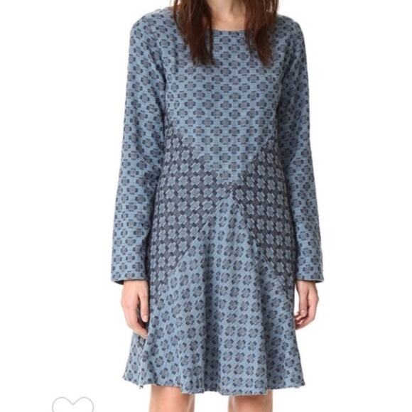 Ace & Jig Court Blue Jacquard Patterned Long Sleeve Dress - Picture 2 of 8